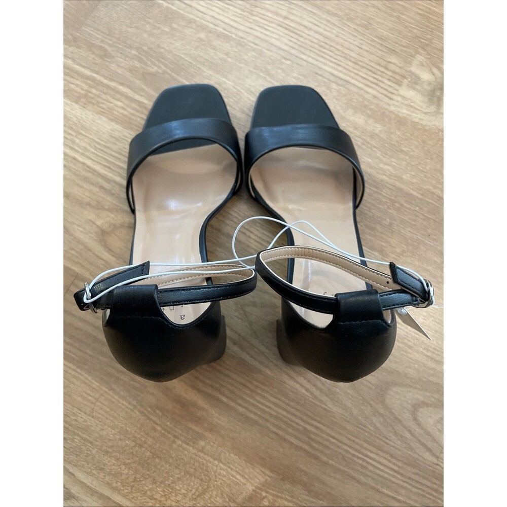 A New Day Shelly Heels Black 10 Wide Women's Ankle Strap Block Memory Foam NEW - Picture 8 of 16